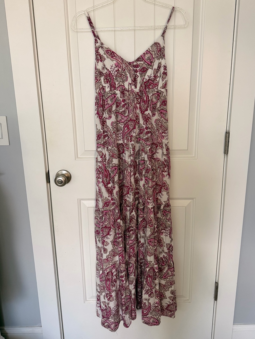Crystal Doll Pink Paisley Spaghetti-Strap Maxi Dress